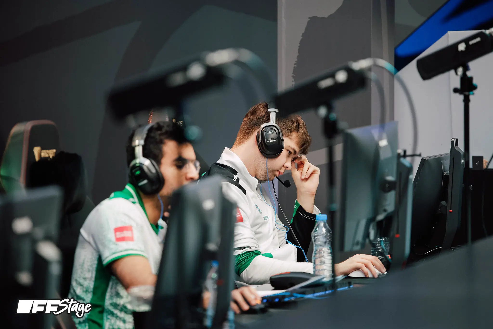 Team Falcons on stage at FISSURE PLAYGROUND 2 — DOTA.