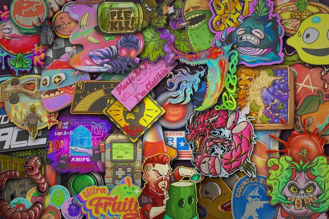 Image of the Fruits & Vegetables and Auto Racing sticker packs