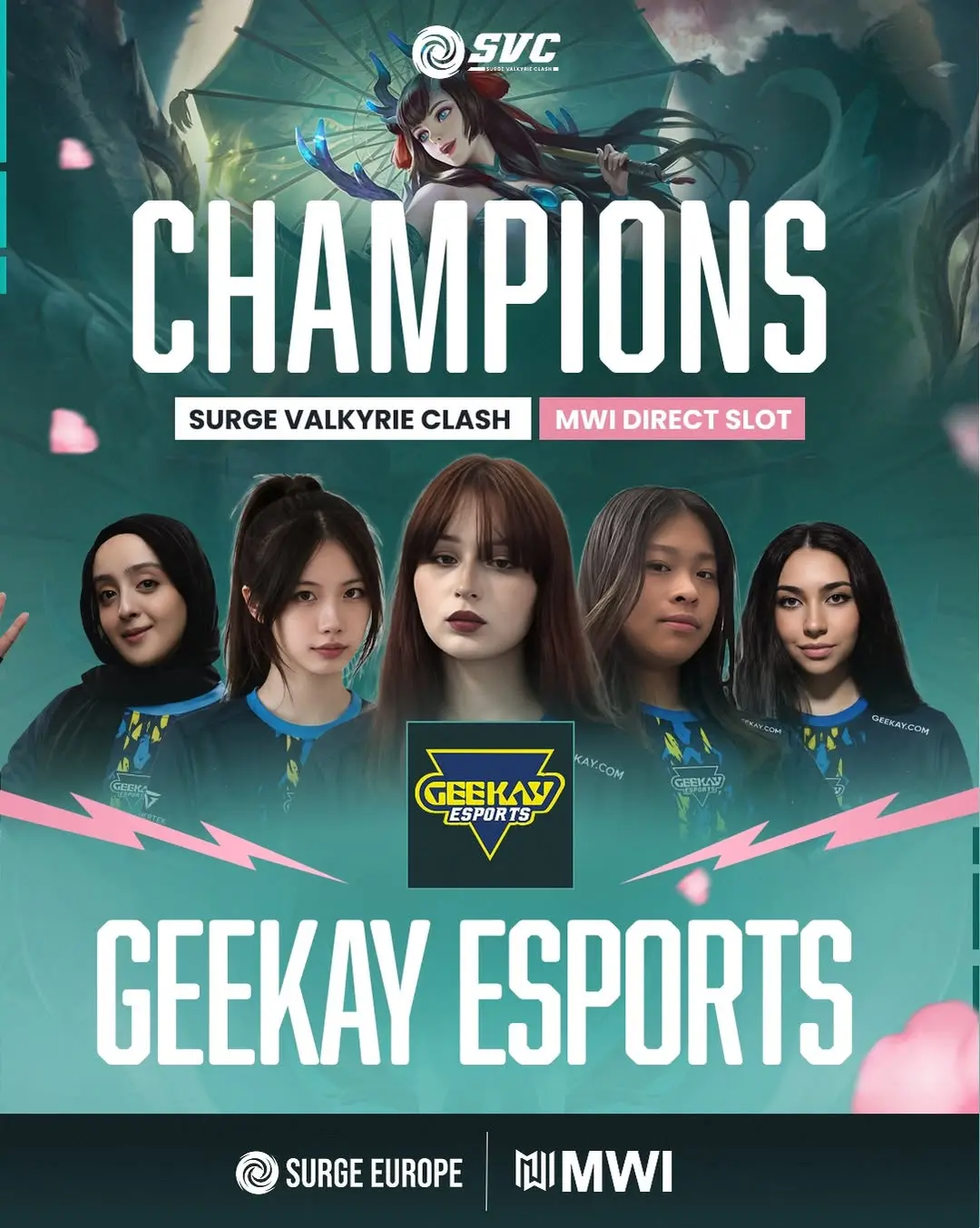 Image of Geekay Esports FE after winning SURGE Valkyrie Clash