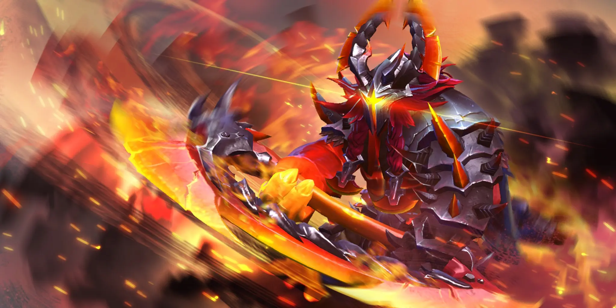 The loading screen for Axe’s Molten Fist set.