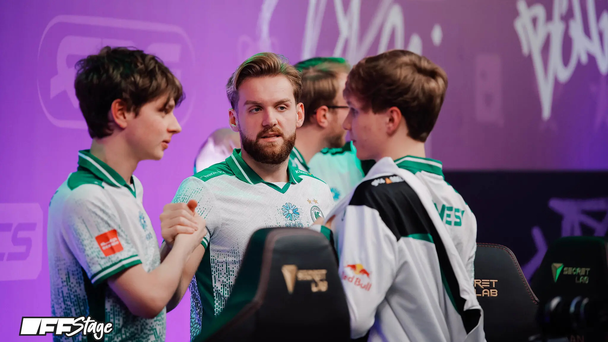 A photo of Team Falcons players from the tournament.